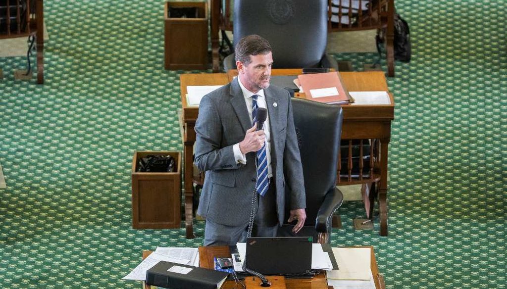 State Sen. Brandon Creighton, R-Conroe speaks on legislation that would restrict the ability of state agencies, local governments, and public universities to remove historical monuments [RICARDO B. BRAZZIELL/AMERICAN-STATESMAN]