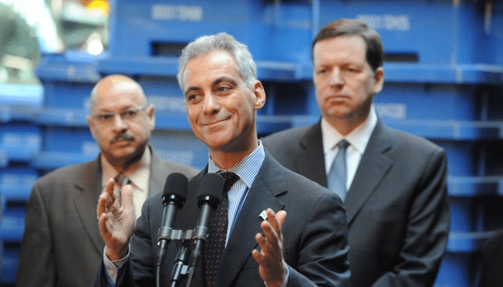 Chicago Mayor Rahm Emanuel at a press conference