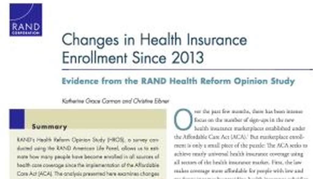 The RAND study looked at the entire insurance picture but some news outlets picked out certain points.