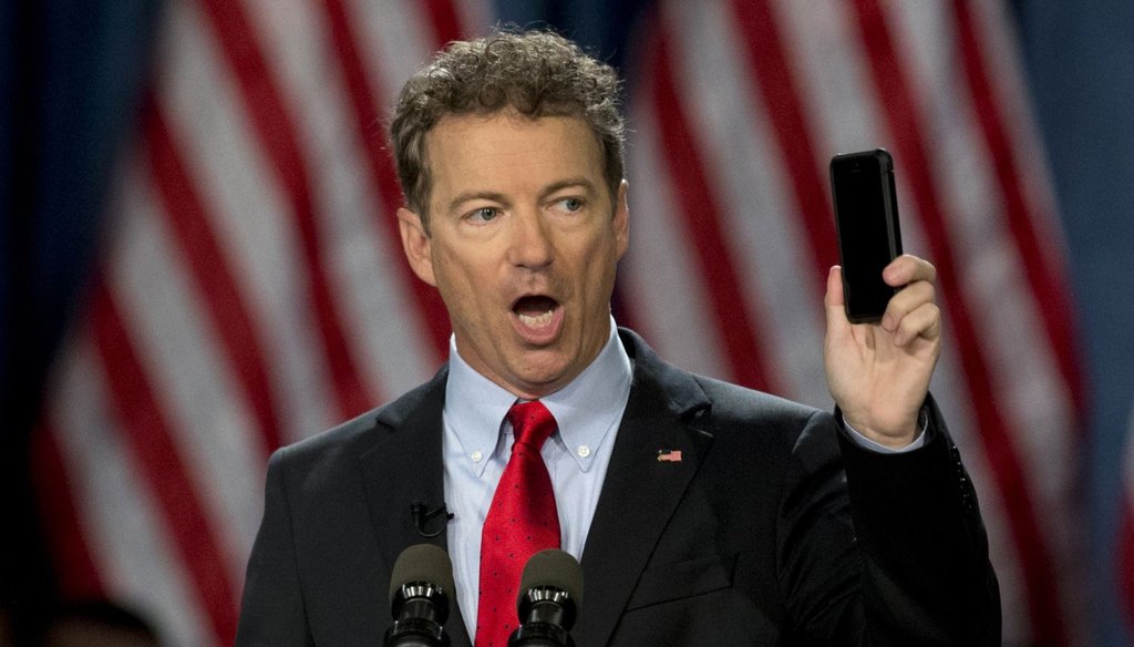 U.S. Sen. Rand Paul, R-Ky., shows a Medicaid card for his son during an appearance on ABC's 'This Week.' 