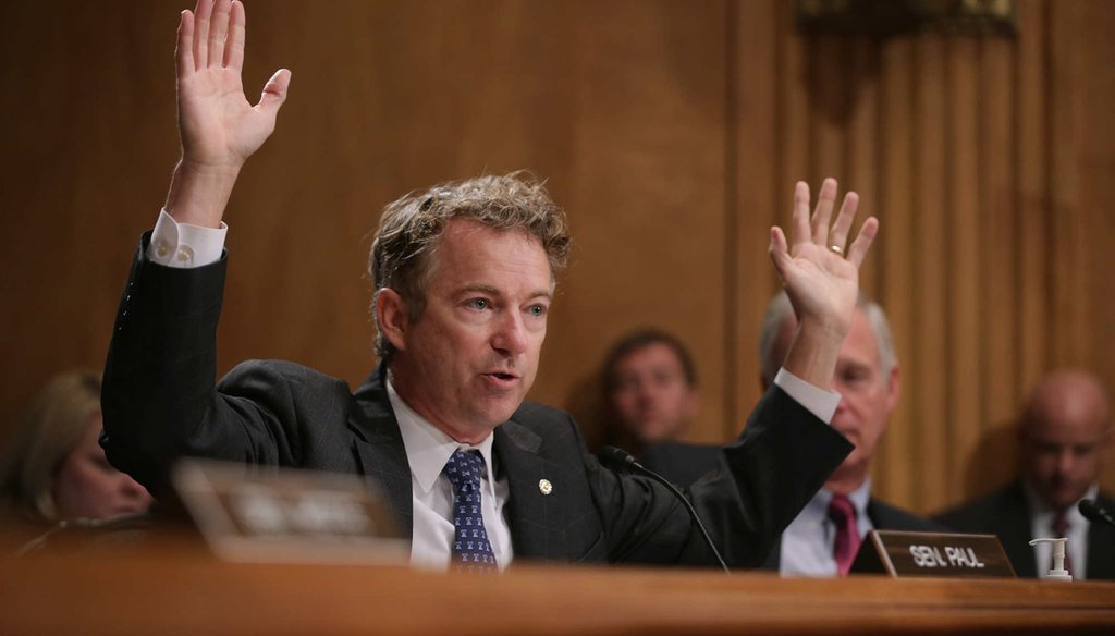 Rand Paul, R-Ky., gestures at a hearing. In 2011, Paul said taming large deficits required large budget cuts. (Getty Images)