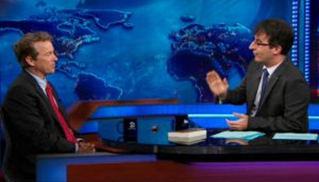 Sen. Rand Paul, R-Ky., discussed health insurance policy with John Oliver on "The Daily Show."