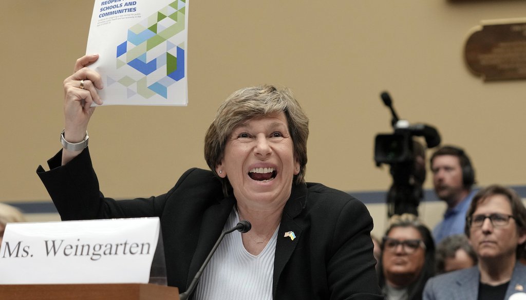 Randi Weingarten, president of the American Federation of Teachers, testifies during a House Oversight and Accountability subcommittee hearing on COVID-19 school closures, Wednesday, April 26, 2023, on Capitol Hill in Washington. (AP)