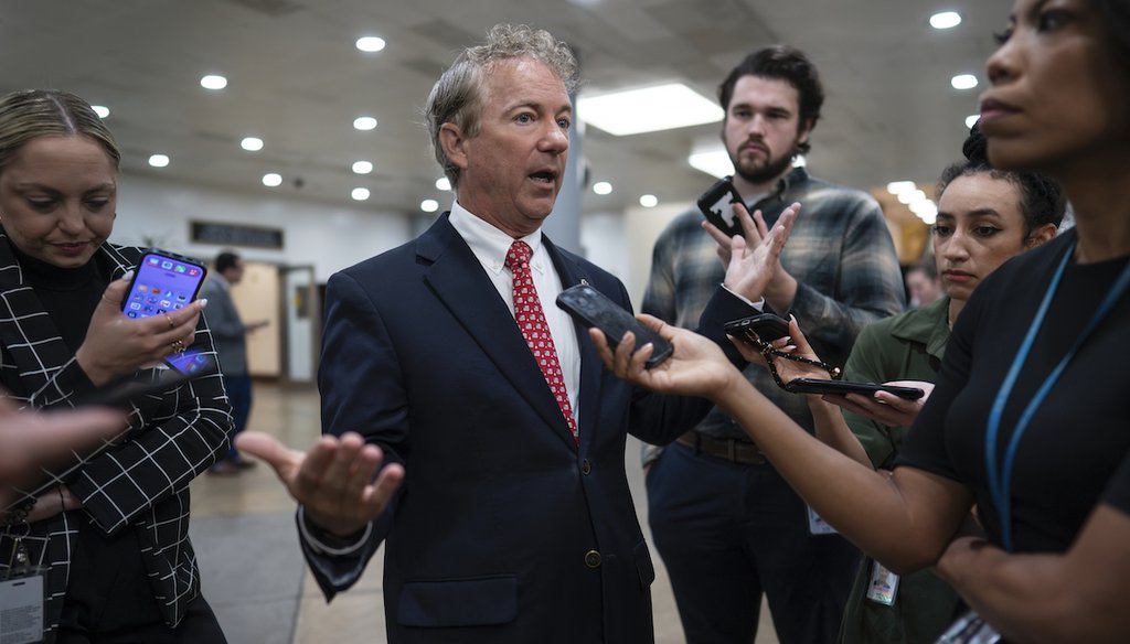 Sen. Rand Paul, R-Ky., speaks to reporters about Senate Minority Leader Mitch McConnell, R-Ky., and his recent freeze-ups on camera, at the Capitol in Washington, Thursday, Sept. 7, 2023. (AP)