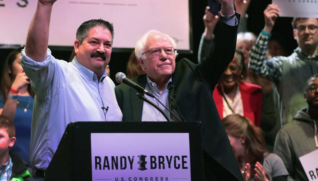 U.S. Sen. Bernie Sanders (right), I-Vt., a 2016 Democratic candidate for president, came to Racine, Wis., in February 2018 to campaign for Democrat Randy Bryce, a candidate for the U.S. House seat held by GOP House Speaker Paul Ryan. (Getty Images)