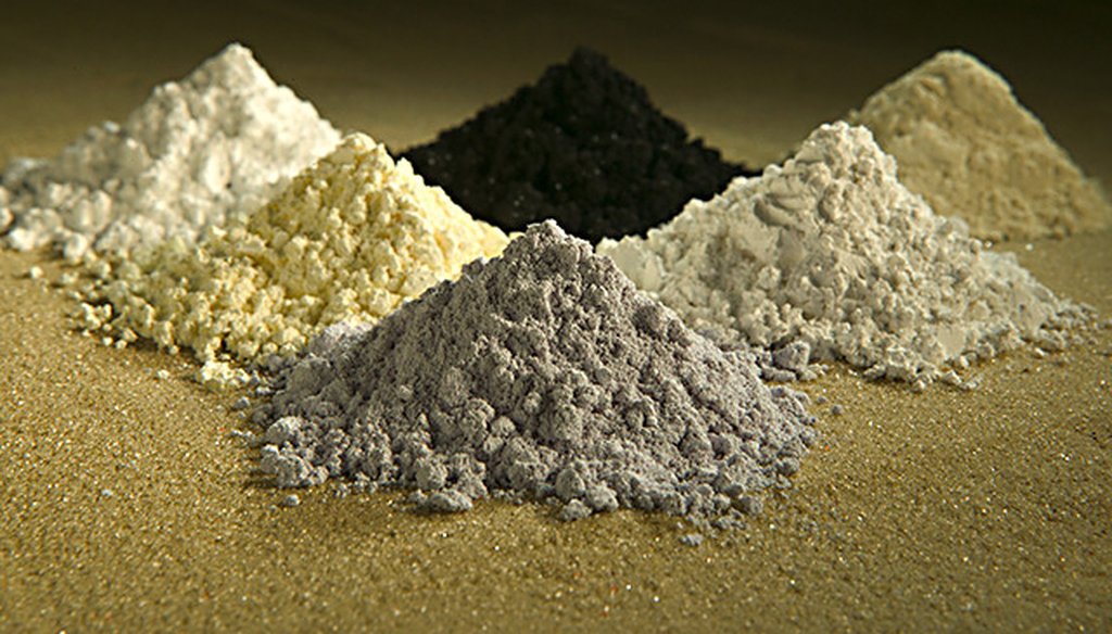 Rare earth elements, clockwise from top left: gadolinium, praseodymium, cerium, lanthanum, neodymium and samarium. (Wikimedia Commons)