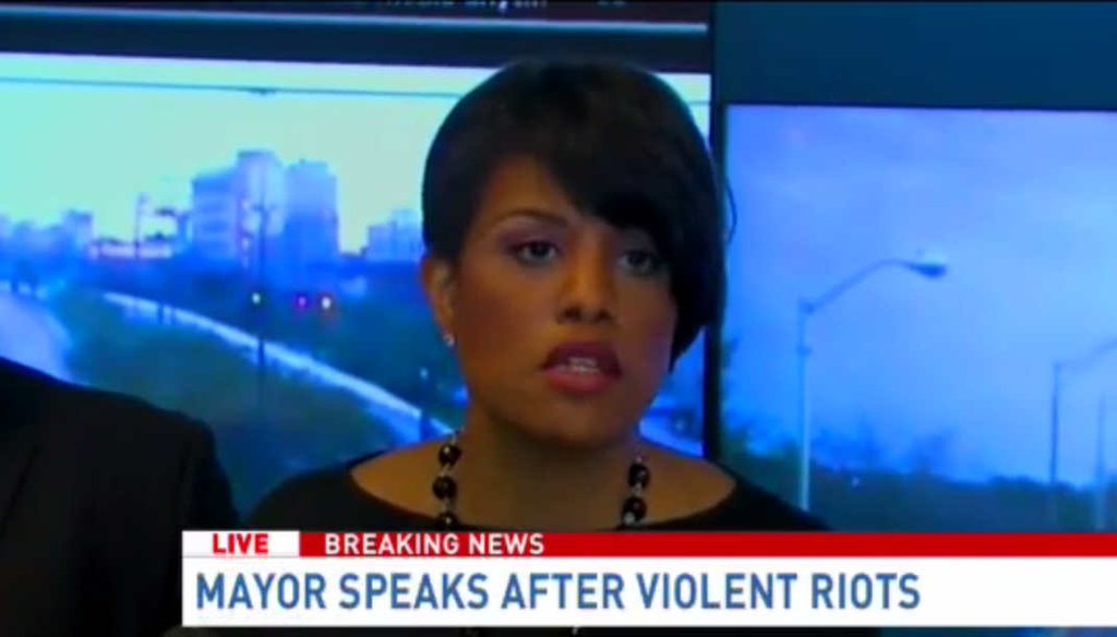 Baltimore Mayor Stephanie Rawlings-Blake reacts to charges that she allowed rioters to loot and burn.