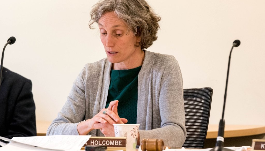 Rebecca Holcombe at a meeting in 2017, during her time as education secretary. Photo by Bob LoCicero/VTDigger