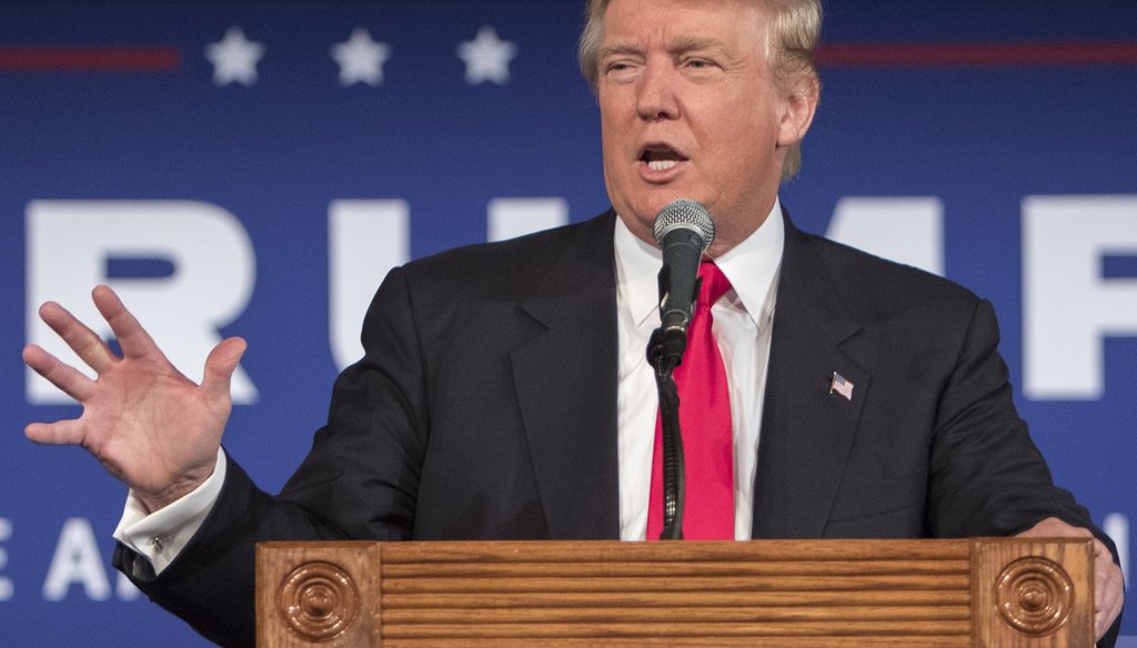 Developer Donald Trump, seen here speaking last month in South Carolina, is among 10 presidential candidates coming to Atlanta this weekend for the RedState Gathering. Photo by the Associated Press