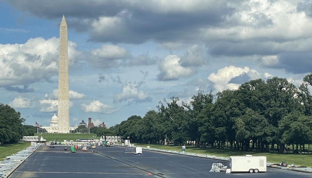 The Reflecting Pool on the National Mall undergoes a renovation on May 27, 2027. (Louis Jacobson / PolitiFact)
