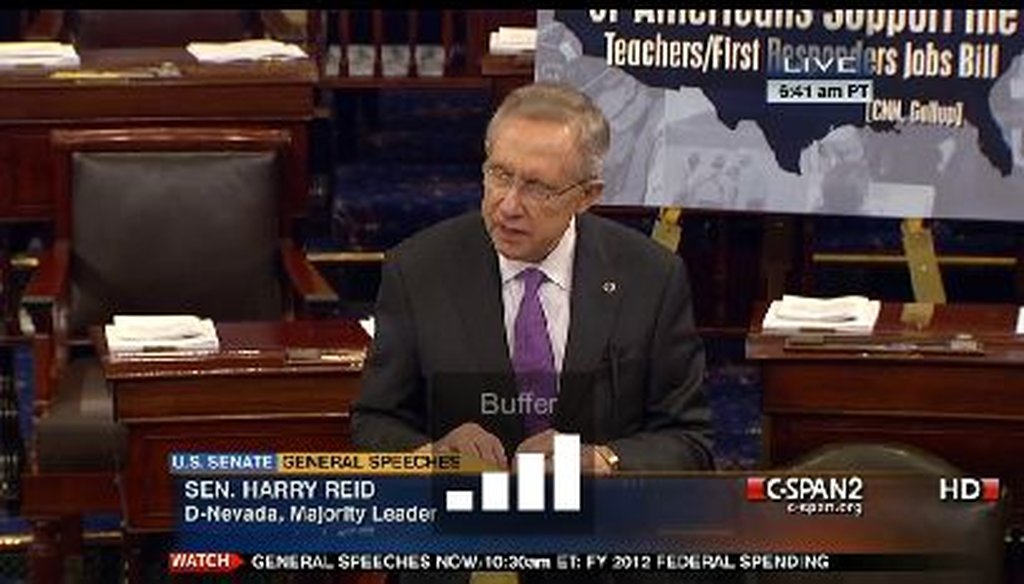 Senate Majority Leader Harry Reid, D-Nev., offered a rosy view of private-sector job creation during a Senate floor speech. How justified is that view?