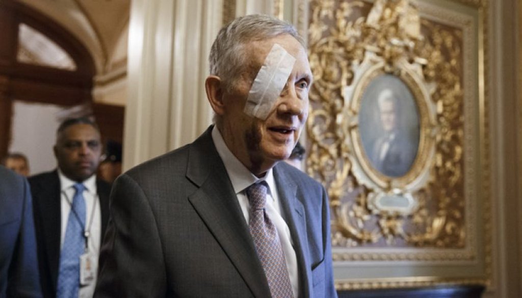 A Nevada man decides to test how far a blogger will go to publish an uncorroborated story about Senate Minority leader Harry Reid's January eye injury. AP photo.