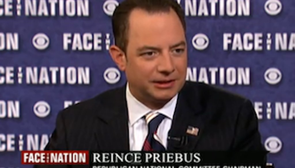 Republican National Committee Reince Priebus appears on "Face the Nation" on June 15, 2014.