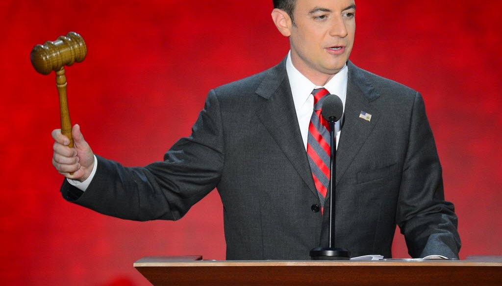 Republican National Committee chairman Reince Priebus presides over the 2012 Republican National Convention in Tampa, Fla. Many wonder whether Priebus will face efforts to change rules at the 2016 convention. (MCT photo)