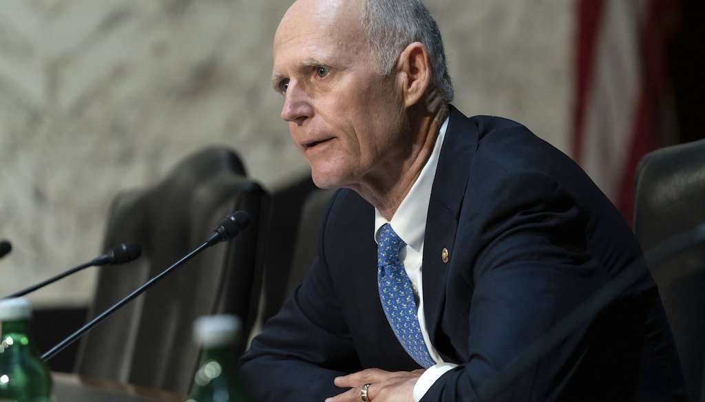 Sen. Rick Scott, R-Fla., speaks, during a Senate Armed Services Committee hearing on Capitol Hill in Washington, March 14, 2024. (AP)