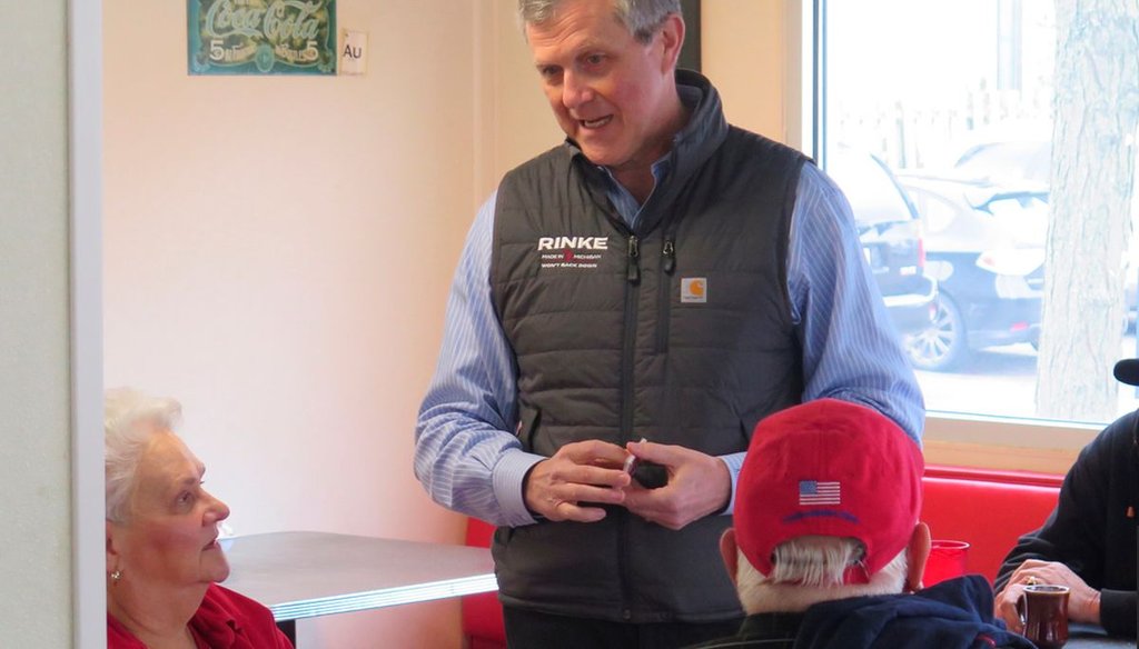 Kevin Rinke, a Republican candidate for governor in Michigan, on May 2, 2022, at the Fleetwood Diner in Lansing, Mich. (AP)