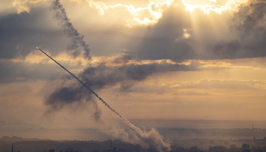 Rockets are fired toward Israel from Gaza, Oct. 7, 2023. (AP)