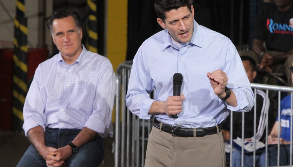 Republican presidential candidate Mitt Romney is joined by U.S. Rep. Paul Ryan at a campaign appearance in Wisconsin.