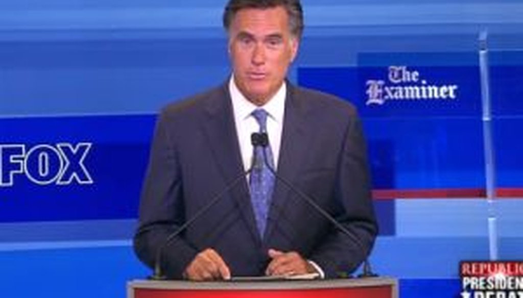 Former Massachusetts Gov. Mitt Romney was one of eight candidates to take part in a debate in Ames, Iowa, on Aug. 11, 2011.