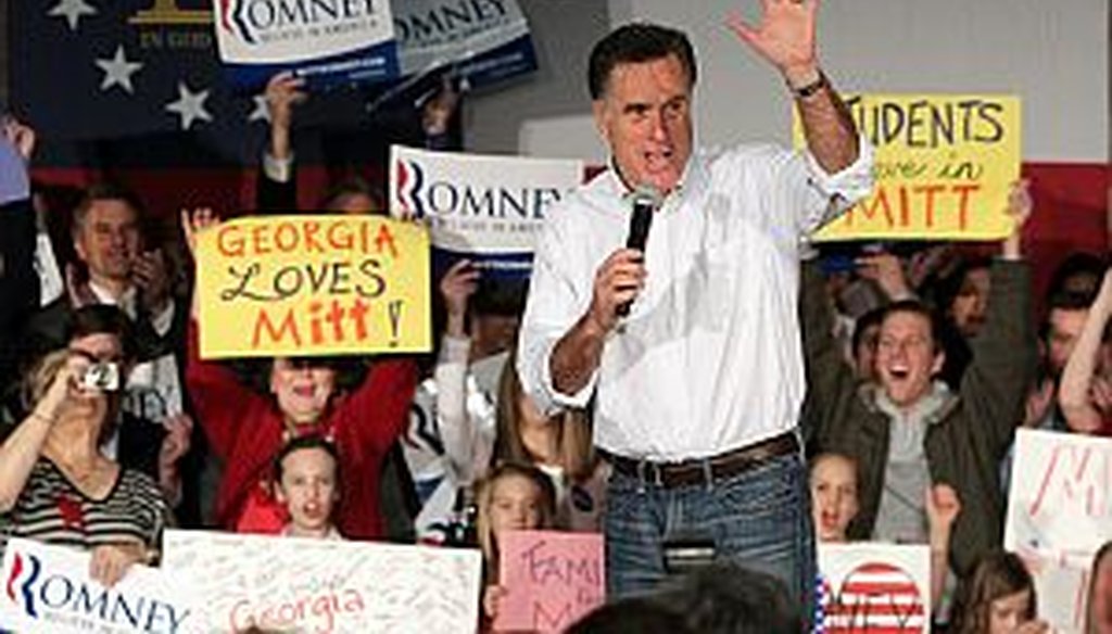 Republican presidential hopeful Mitt Romney made a campaign stop in Atlanta Wednesday. 