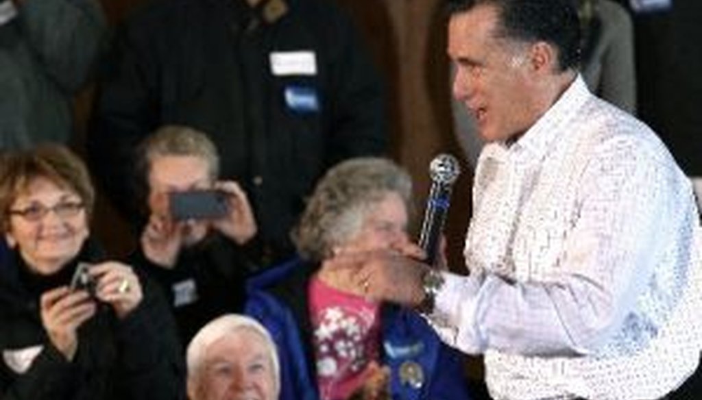 Mitt Romney speaks to voters at a campaign event on Jan. 2, 2012, in Davenport, Iowa. A few days earlier, he made a claim about income disparities between the United States and Europe. We checked his facts.