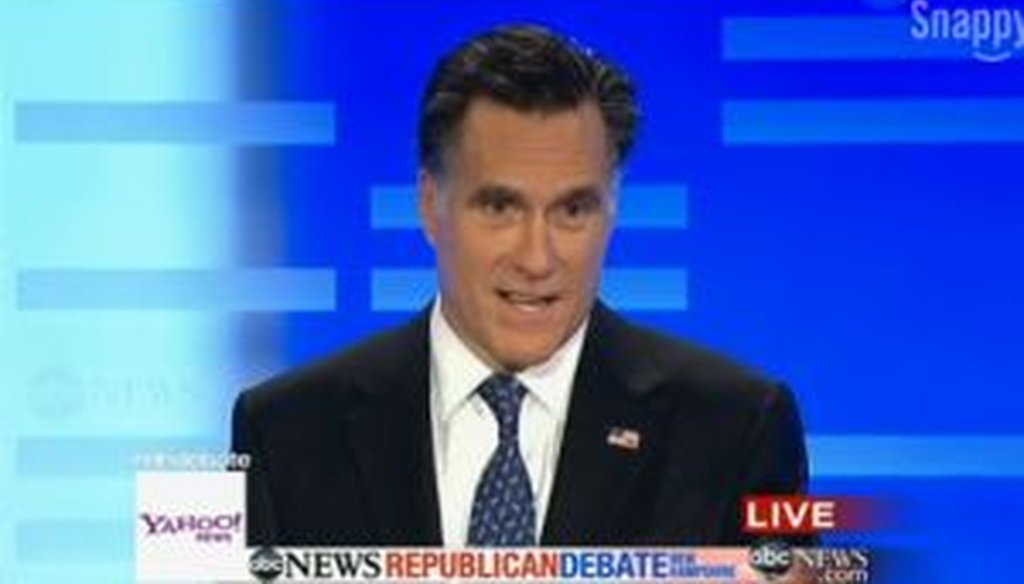 Former Massachusetts Gov. Mitt Romney participated in a Jan. 7, 2012, debate in Manchester, N.H.