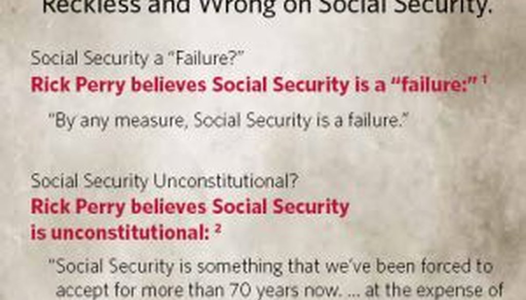Mitt Romney attacked Rick Perry over Social Security in this recent mailer.