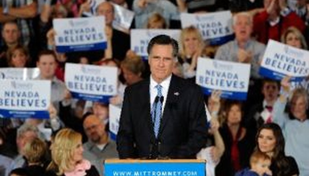 Mitt Romney speaks at the Red Rock Casino in Las Vegas, Nev., on Feb. 4, 2012, the day of the Nevada caucuses, which he won. We took a close look at this speech as a way of analyzing some of the themes he often articulates.