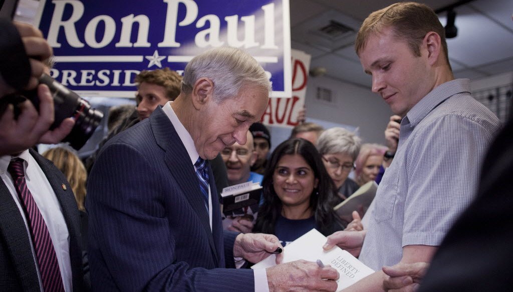 In this Associated Press photo, GOP presidential hopeful Ron Paul campaigns in Nevada. He'll be in Wisconsin this week.