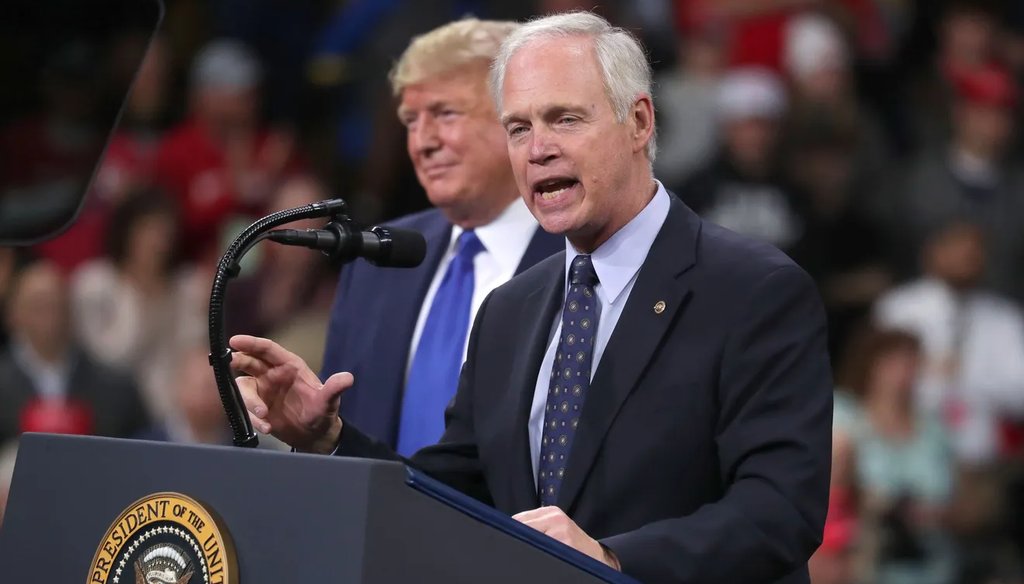 Sen. Ron Johnson addresses the crowd after President Donald Trump invited him to speak after he was introduced at a campaign rally at UW-Milwaukee Panther Arena Jan. 14, 2020. (Mike DeSisti/Milwaukee Journal Sentinel).