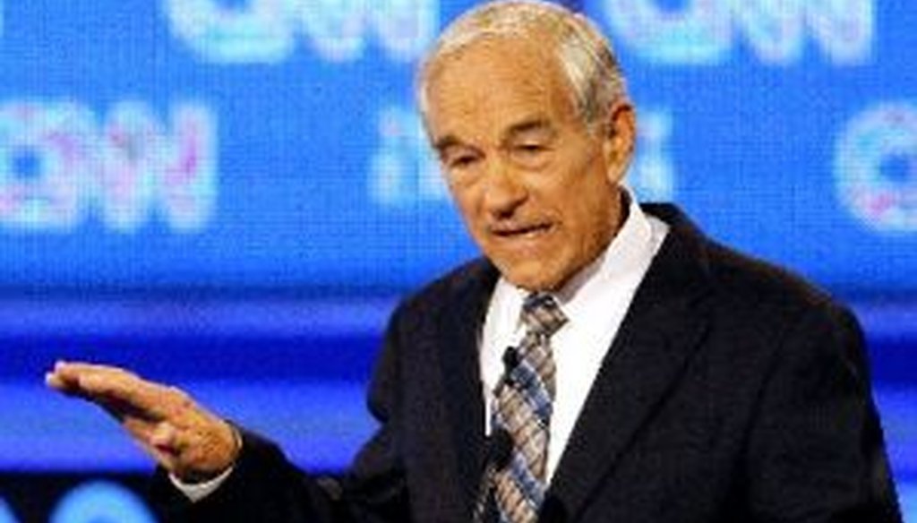 Republican presidential candidate Rep. Ron Paul, R-Texas, gestures during a Republican presidential debate on Sept. 12, 2011, in Tampa.