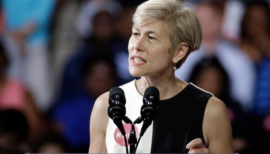 North Carolina Democratic Senate candidate Deborah Ross speaks to the crowd before a campaign rally for Hillary Clinton in Charlotte, N.C., July 5, 2016. (AP Photo/Chuck Burton) 