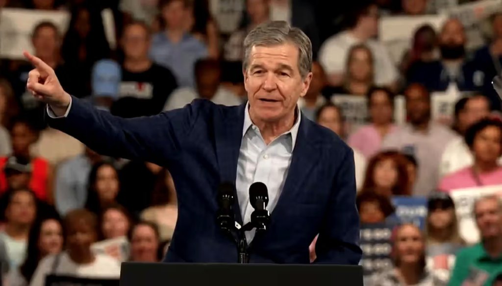 North Carolina Gov. Roy Cooper speaks at a rally for President Joe Biden in June of 2024 in Raleigh. (WRAL)