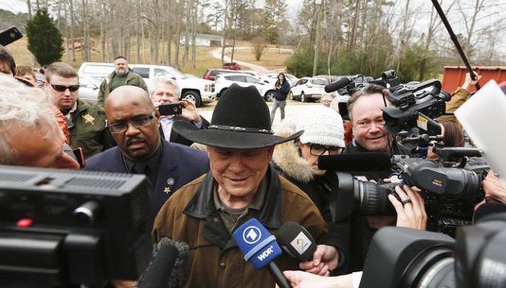 Roy Moore, who lost his bid for U.S. Senate, appeared in Gallant, Alabama on election day Dec. 12, 2017. (AP) 
