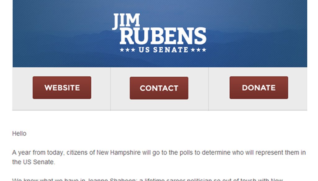 In an email to supporters and members of the press, Jim Rubens claimed Jeanne Shaheen was the deciding vote in passing the Affordable Care Act.