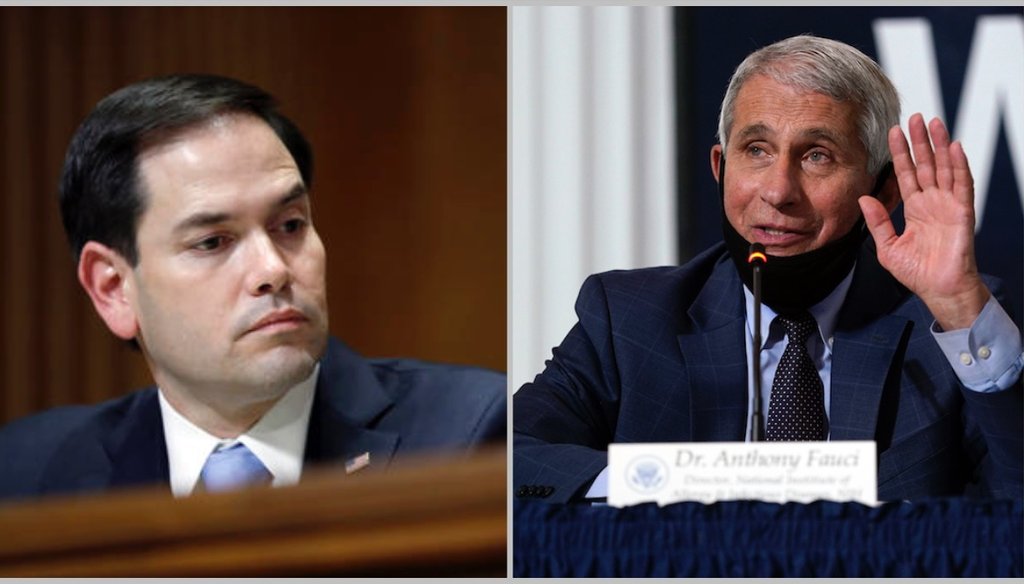 Sen. Marco Rubio, R-Fla., said that NIH infectious disease chief Anthony Fauci lied about mask wearing (AP)