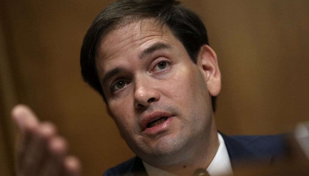 Republican presidential candidate Marco Rubio asks a question at a Senate committee hearing on U.S.-Cuban relations on May 20, 2015.