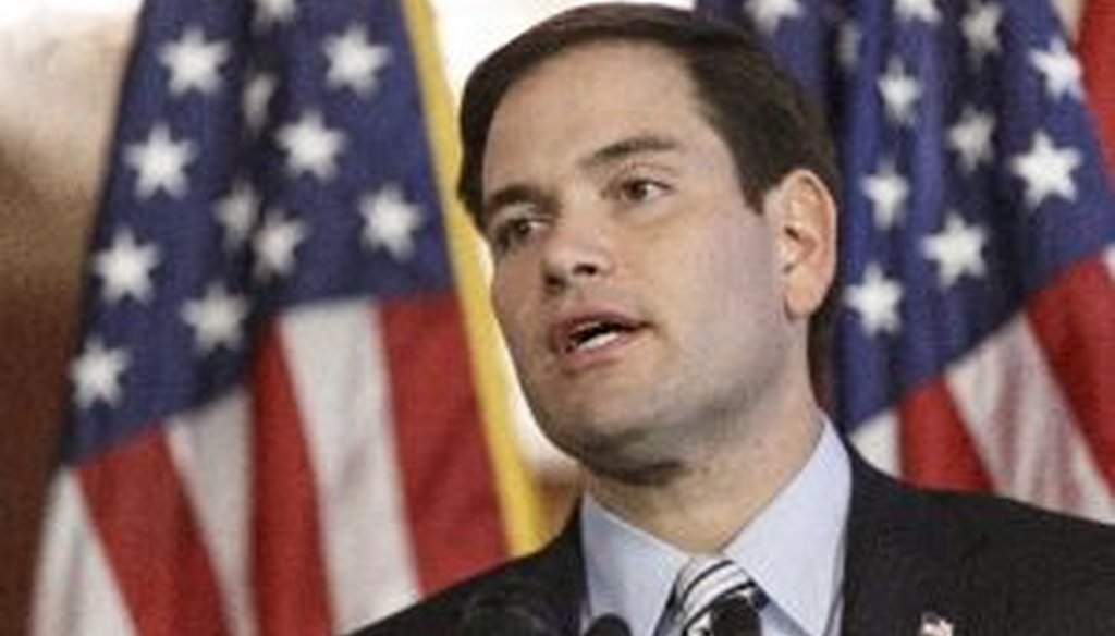 Sen. Marco Rubio, R-Fla., spoke on "American dream" on the 50th anniversary of President Lyndon Johnson’s first State of the Union address in 1964, on Capitol Hill in Washington. We checked one of his claims about poverty and marriage.