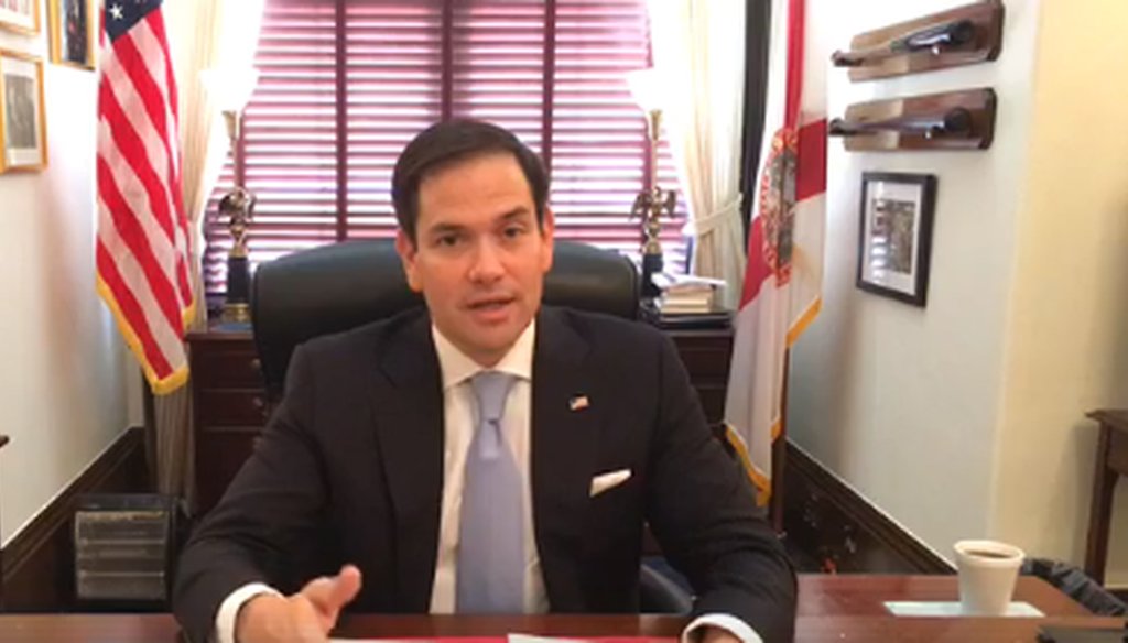 U.S. Sen. Marco Rubio compared Florida laws about health care coverage and the Affordable Care Act in a Facebook live speech July 20, 2017.