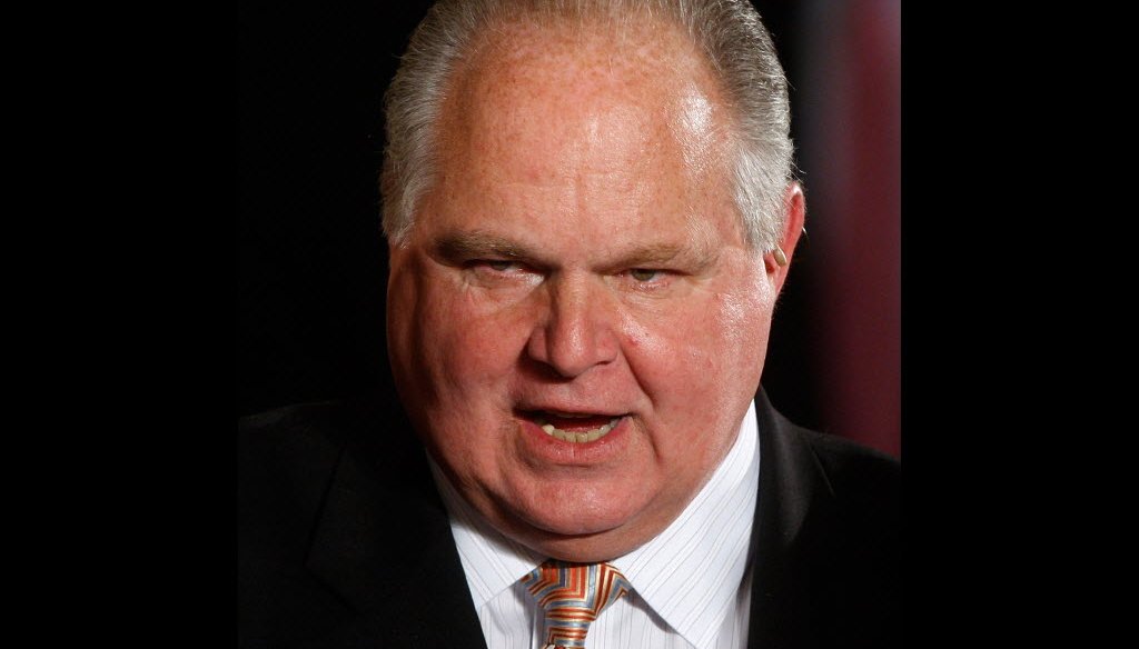 Conservative talk radio host Rush Limbaugh, shown here in an Associated Press photo, topped PolitiFact Wisconsin's most-clicked items for April.
