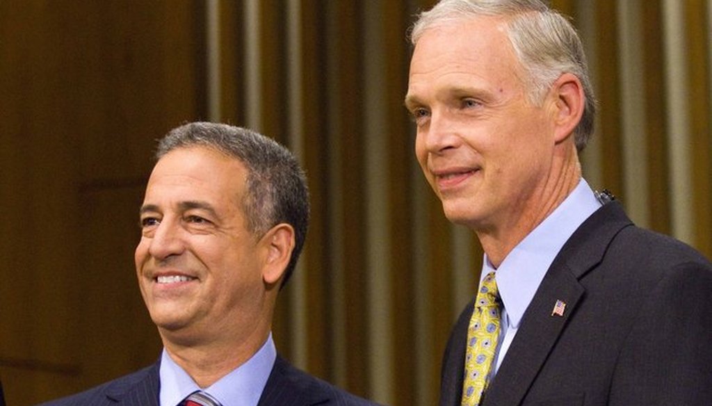 Democrat Russ Feingold (left) and Republican Ron Johnson before a debate in the 2010 election. Feingold, then the U.S. senator, was defeated by Johnson. The two are in a rematch in 2016. (Getty Images)