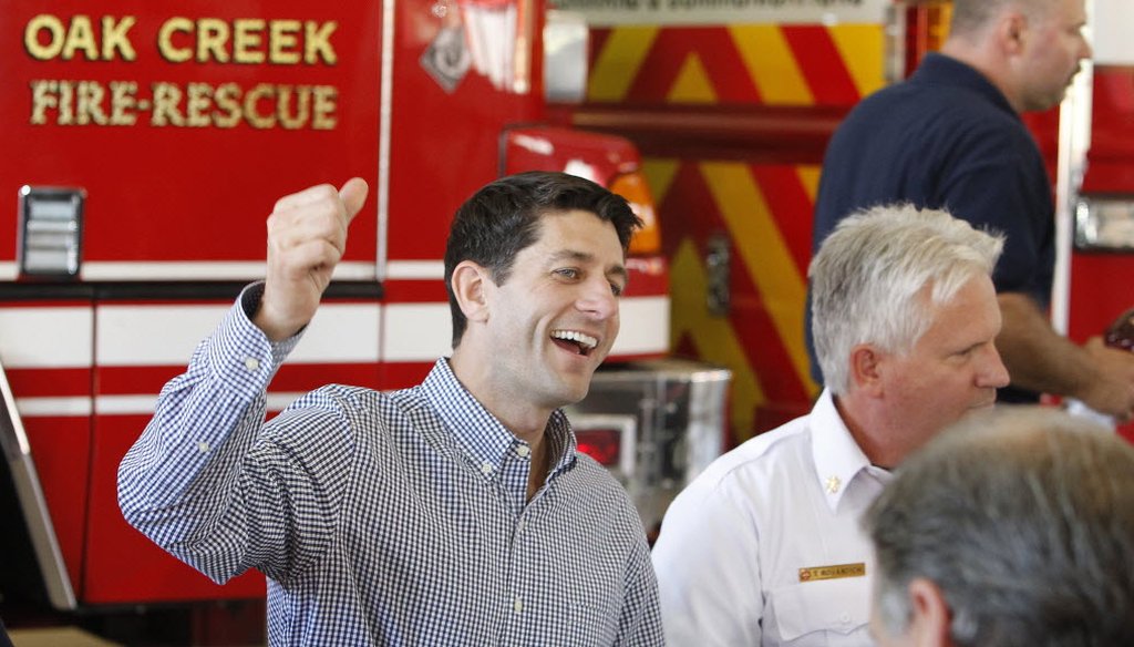 Republican vice presidential nominee Paul Ryan campaigns in Oak Creek, Wis.