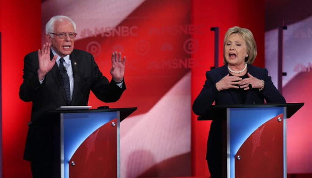 Democrats Bernie Sanders and Hillary Clinton debate in New Hampshire Feb. 4, 2016