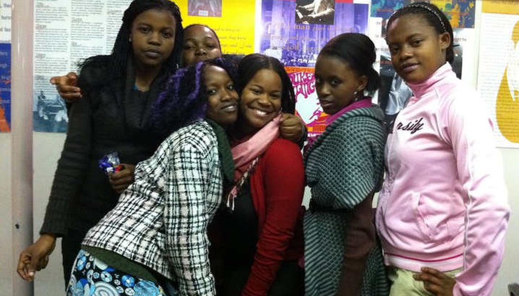 Teacher and teenage school girls in Johannesburg, South Africa. (Allissa Richardson)