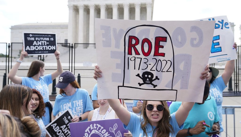Demonstrators protest about abortion outside the Supreme Court on June 24, 2022. (AP)