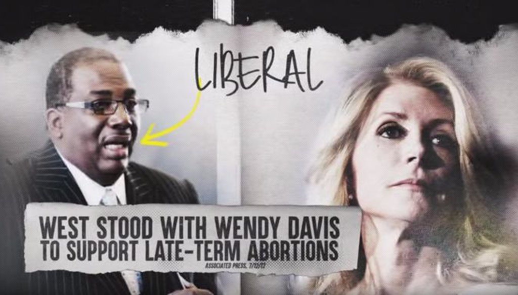 In an ad about state Sen. Royce West, U.S. Sen. John Cornyn said the Democrat stood with Wendy Davis to support late-term abortion. Is that true?