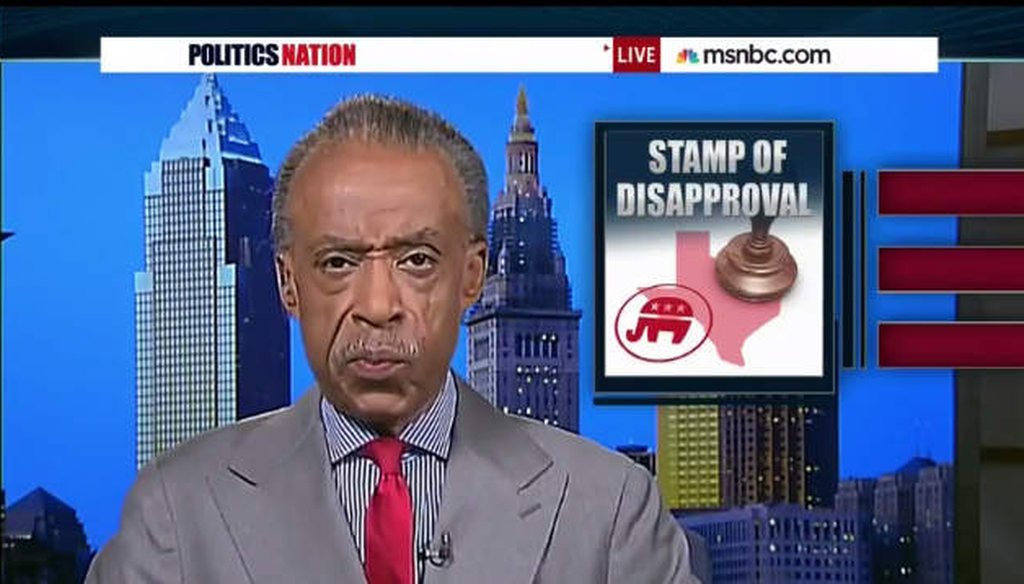 MSNBC host Al Sharpton said Texas wants to mark insurance cards of some Obamacare recipients with a scarlet "S" for subsidy.