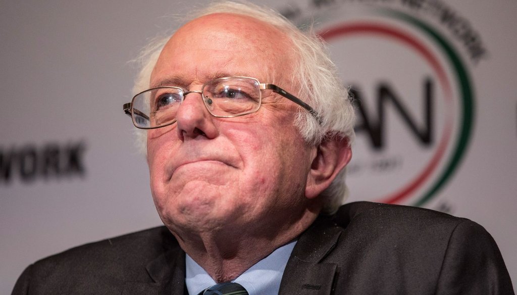 Sen. Bernie Sanders, shown here in New York, made a claim about savings account balances in an Austin stop (Getty Images).