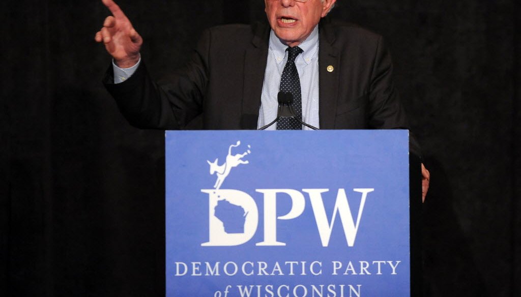 Bernie Sanders speaks in Milwaukee in April 2016 at the state Democratic Party's Founders Day dinner. (Photo by Michael McLoone)