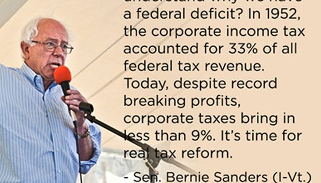 Sen. Bernie Sanders, I-Vt., produced this meme on corporate taxation. We checked to see whether it's correct.